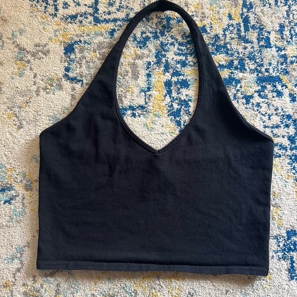 Express One Eleven Black Halter Crop Top Medium - Picture 2 of 4